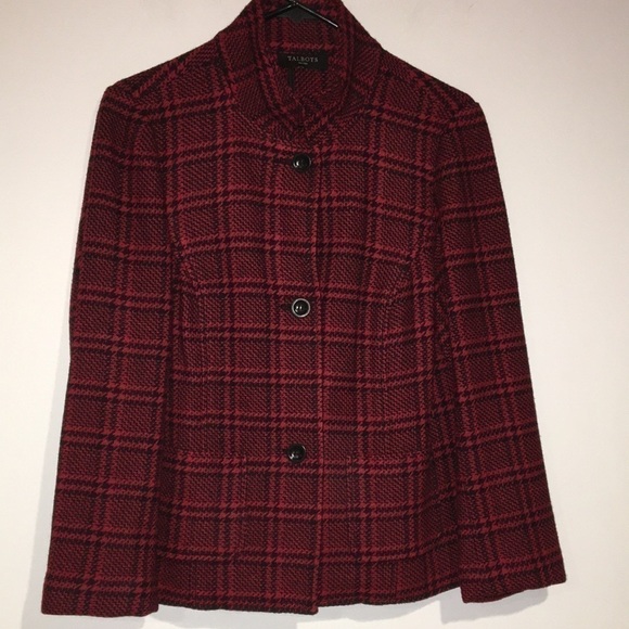 Talbots red and black wool jacket, petite medium - Picture 1 of 5